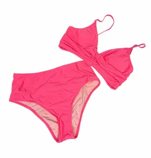 Cupshe NEW Women's Bright Pink High Waisted Bikini Size Medium #260238 thumbnail 1