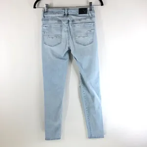 American Eagle Womens Jeans Skinny Super Stretch Light Wash Distressed 0 thumbnail 2