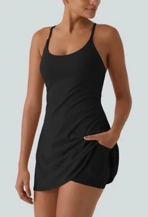 Halara Black SoftlyZero Plush Backless Active Dress Easy Peezy Size Small S thumbnail 1