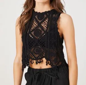 Forever 21 Crochet Sweater-Knit Crop Top thumbnail 1