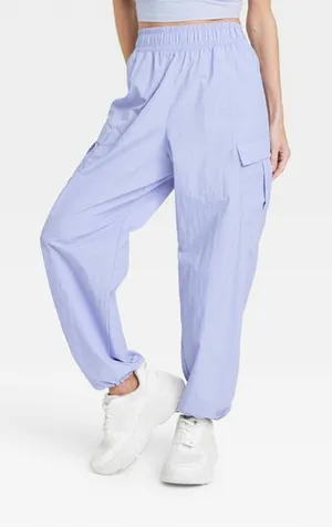 All in Motion Cargo Parachute Pants Women’s Medium M Lilac Purple Elastic Waist thumbnail 1