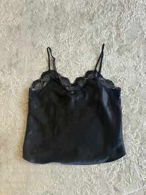 Vintage Victoria’s Secret gold label black silky lace trimmed camisole tank top thumbnail 2