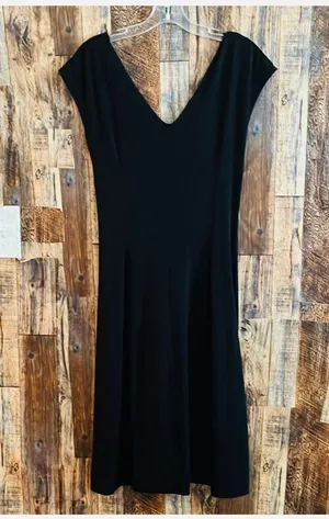 London Times women's black dress with twist in the front size12 16 wide x 44 l thumbnail 2