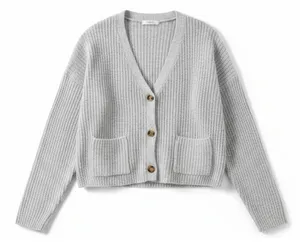 No Boundaries Womens Cardigan Sz M Light Grey Sweater Button Front Rib Knit Y2K thumbnail 1
