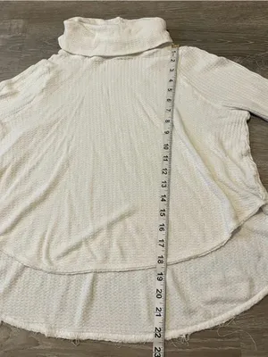 We The Free Waffle Knit Thermal Mock Neck Long Sleeve Top Women’s Size S White thumbnail 5