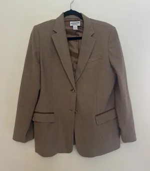 Pendleton Womens Brown Houndstooth 100% Virgin Wool Blazer Jacket Size 14 thumbnail 1