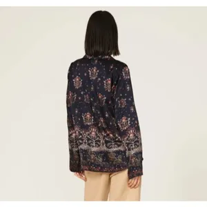 Rebecca Taylor Black Fleur Silk Button Down Shirt Size XS Floral Print thumbnail 2