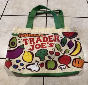 Trader Joe's Shopping Bag Fruit & Vegetable (100% cotton) Made In AOP/USA thumbnail 1