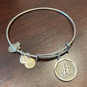 Alex and Ani charm bangle bracelet, silver toned thumbnail 1