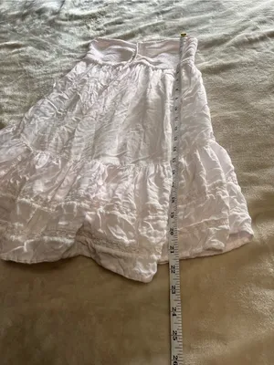 WILFRED Aritzia Pale Pink White Strapless/Neck Tie Babydoll Mini Dress 2XS thumbnail 7