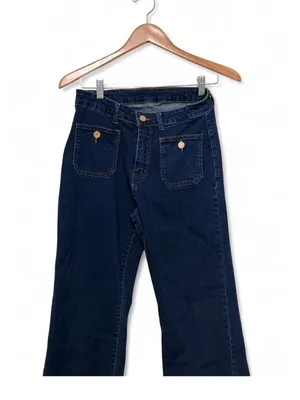 PWEST Women’s Dark Wash High Rise Wide Leg Flare Jeans Size M thumbnail 7