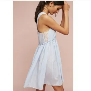 Anthropologie Floreat Loved By Cotton Silk Sleeveless Light Blue Lace Slip Dress thumbnail 2