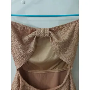 Papaya Strapless Brown/Gold Flecks Peplum Cocktail Dress M Coquette Girl Holiday thumbnail 3
