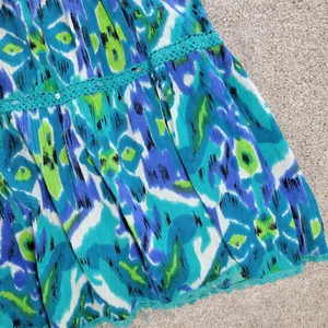 Vintage Notations A-line Skirt Womens L Blue Boho Watercolor Tiered Flowy Hippie thumbnail 12