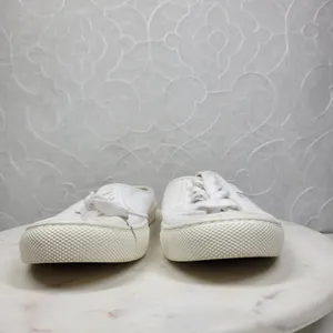 J.Crew Slip-on Sneakers Womens 8 White Canvas Slide On Lace Up Casual Mule thumbnail 2