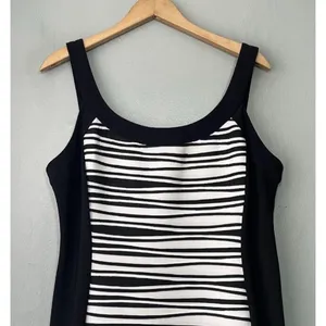R&M Richards Sheath Dress Size 12 Black White Ponte Sleeveless Corpcore Classic thumbnail 4