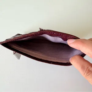 HOBO Burgundy Red Leather Thin Wallet Coins Purse ID Card Holder 5”x3.5” thumbnail 3