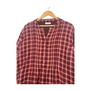 Natural Life Top Womens XL Red Plaid Flowy Tunic Boho Gauzy Peasant Boho Casual thumbnail 6