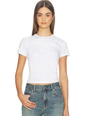 NWOT Good American Super Stretch Twist Tee in White Size Small thumbnail 2
