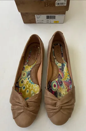 Born Tan Knotted Leather Ballet Flats Size 7 thumbnail 1