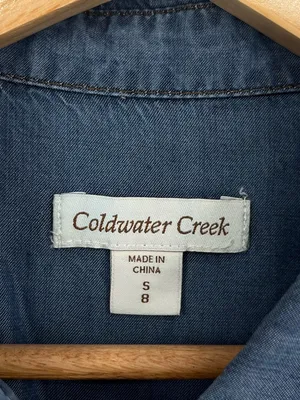 Coldwater Creek Lyocell Chambray Long Sleeve Roll Tab Shirt Women’s Size Small thumbnail 3