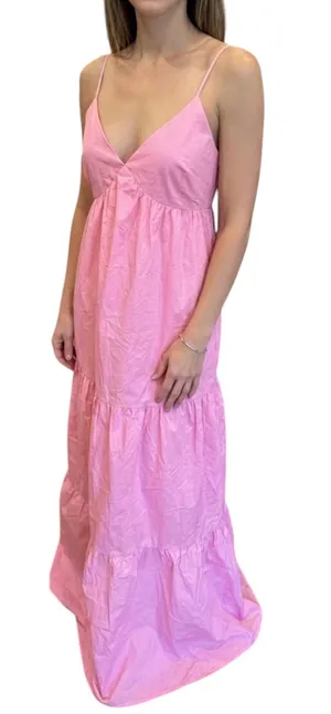 NWT Cloud Ten Pink Maxi Dress Tiered Strappy Back Summer S thumbnail 1