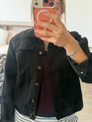 Bill blass Black women’s Bomber-Style Denim Jacket thumbnail 8