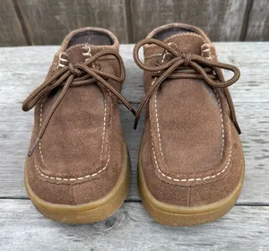 EUC Ellemenno Brown Suede Mules Clogs Woman’s Size 7 Gum Sole 80s Vintage thumbnail 1