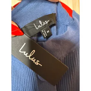 NWT Lulus Sunia Blue Sleeveless Button-Front Midi Sweater Dress Party Holiday M thumbnail 6