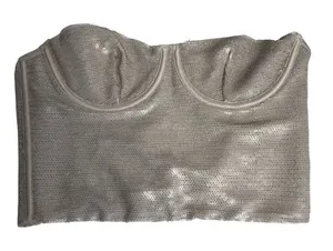 Zara Women's Gold Sequin Corset Crop Top Blouse‎ Size S Party Wear thumbnail 1