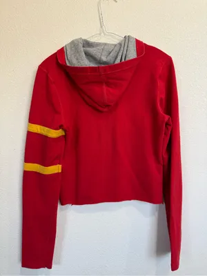 Nike Nfl Kansas City Chiefs Hoodie Womens S Cropped Raw Hem Football Game Day thumbnail 6