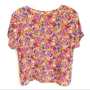 Vintage tangerine floral crewneck blouse M‎ thumbnail 1
