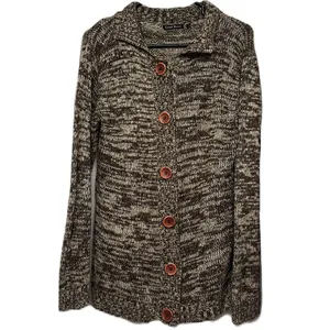 Carol Rose Cardigan Knit Sweater Size Large Brown Cream Button‎ Down thumbnail 3