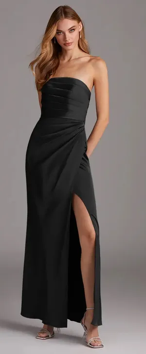 Azazie Bridesmaid Satin Dress thumbnail 1