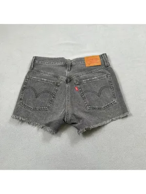 Levis 501 Original Black Cut Off Denim Jean Shorts Womens 24 High Rise Raw Hem thumbnail 2