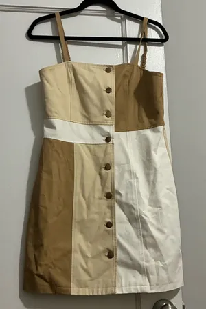 Mixed neutral brown mini dress thumbnail 1