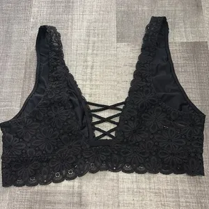 Victoria's Secret lace bralette black strappy front medium thumbnail 7