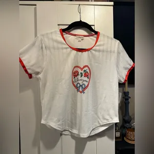 NWT Free People + For Love & Lemons I Love You Heart Baby Tee In White thumbnail 16
