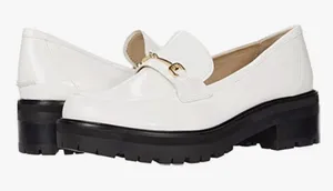 Sam Edelman Womens Tully White Shiny Box Size 8.5‎ Lug Sole Equestrian thumbnail 1
