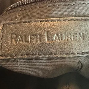 Ralph Lauren Black Nylon Shoulder Bag Leather Strap Gold Hardware Zip Hobo thumbnail 4