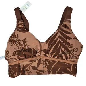 Aerie OFFLINE Tropical‎ Leaf Print Ballet Back Sports Bra Medium Support S NWT thumbnail 3
