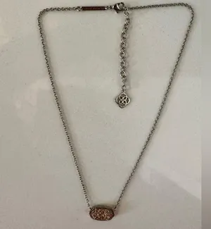Kendra Scott Elisa Copper Drusy Pendant Silver Chain Necklace thumbnail 2