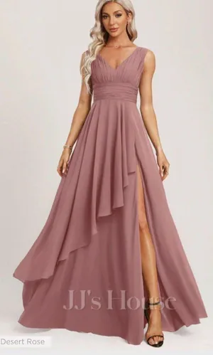JJ's House Dusty Pink Long Wedding Guest Dress thumbnail 1