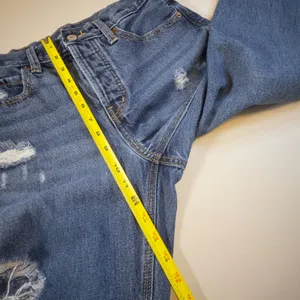 Old Navy High Rise Slouchy Straight Distressed Crop Jeans Blue Button Fly Size 4 thumbnail 10
