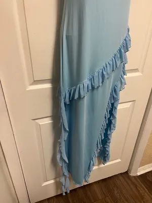Unbranded Ruffled Maxi Dress Blue Size L thumbnail 6