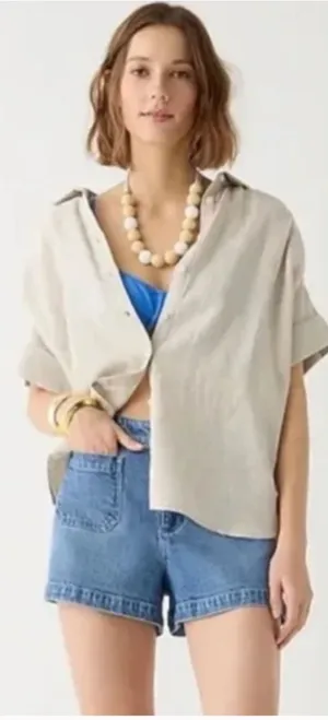 J. Crew Relaxed-fit short-sleeve Baird McNutt Irish linen shirt Beige XL Tall‎ thumbnail 1