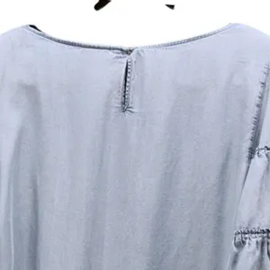 J Jill Womens Chambray Blouse Size Large Bohemian Tencel Denim Bell Angel Sleeve thumbnail 4