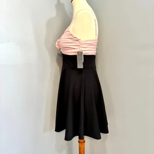 NWT City Studio Coquette Rosette Mini Dress Pink Black Fit Flare Whimsigoth thumbnail 6