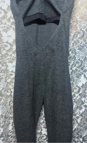 Bombshell Sportswear Charcoal Grey Scoop Neck criss cross back jumpsuit discont. thumbnail 1