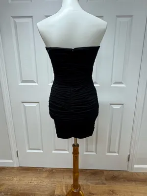 Olga & Maya Black Strapless‎ Ruched Mini Dress - Size S - NEW Without Tags. thumbnail 6